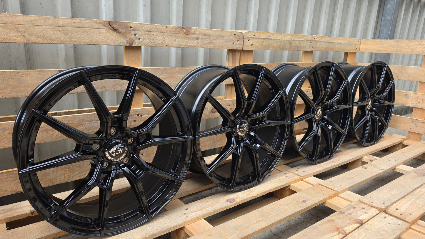 4er Satz Damina DM13 Superlight 19 Zoll Schwarz Glanz ET28