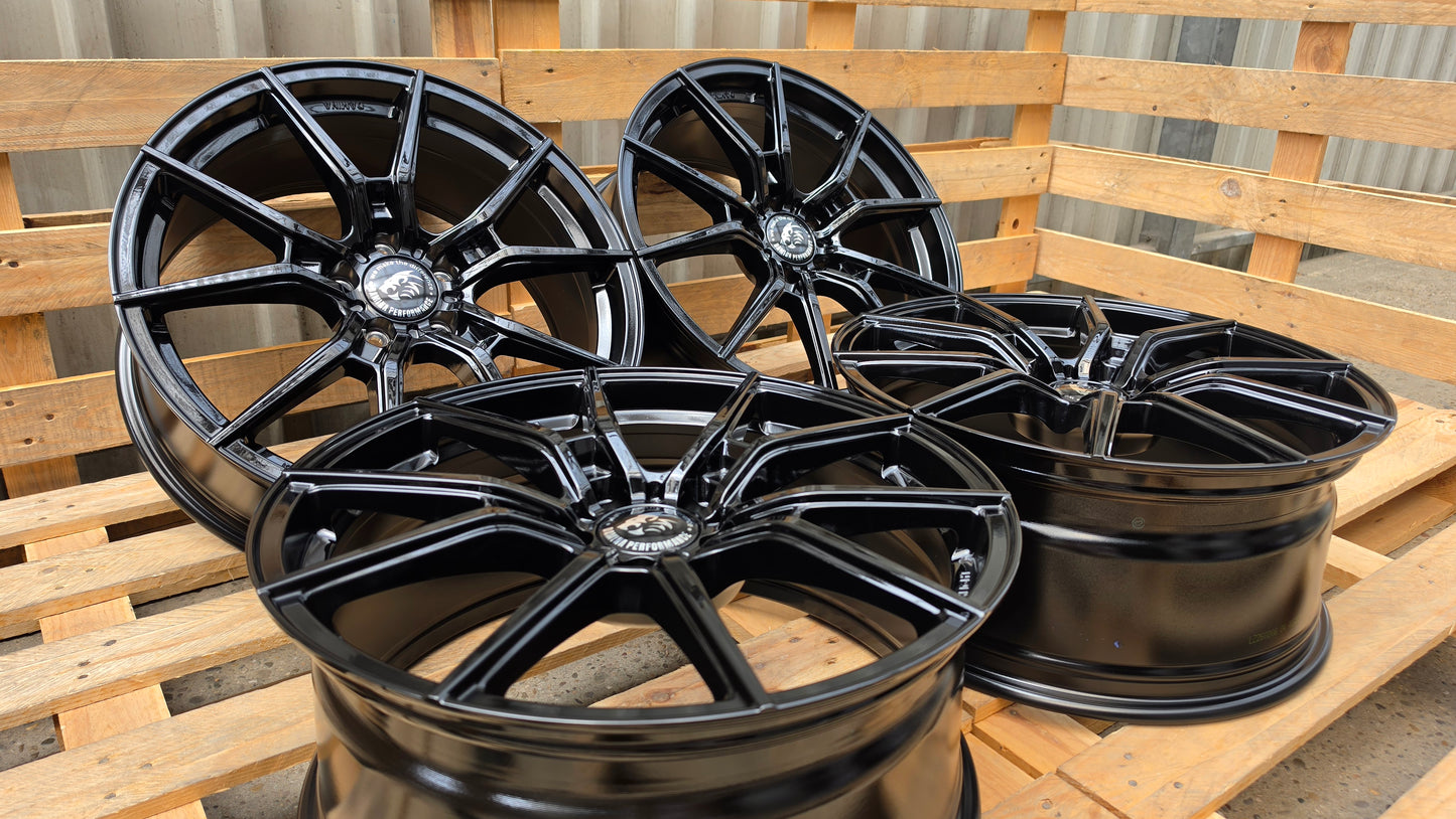 4er Satz Damina DM13 Superlight 19 Zoll Schwarz Glanz ET28