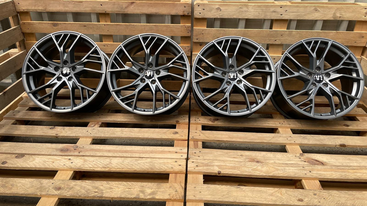 4er Satz V1 Wheels V7 19 Zoll Grau Glanz ET44