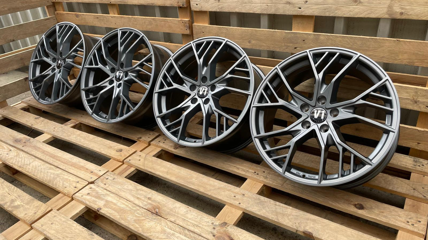 4er Satz V1 Wheels V7 19 Zoll Grau Glanz ET44