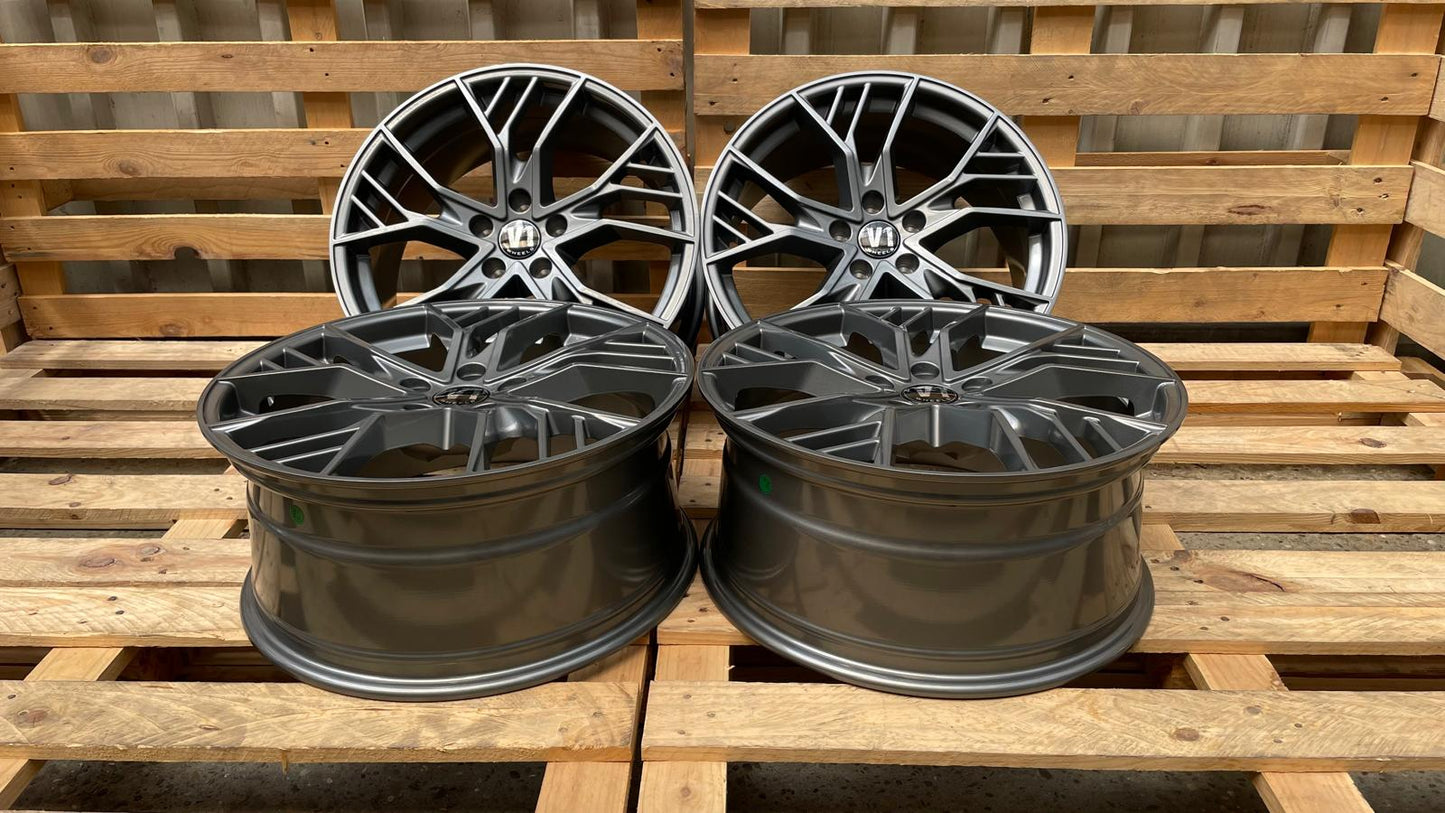 4er Satz V1 Wheels V7 19 Zoll Grau Glanz ET44
