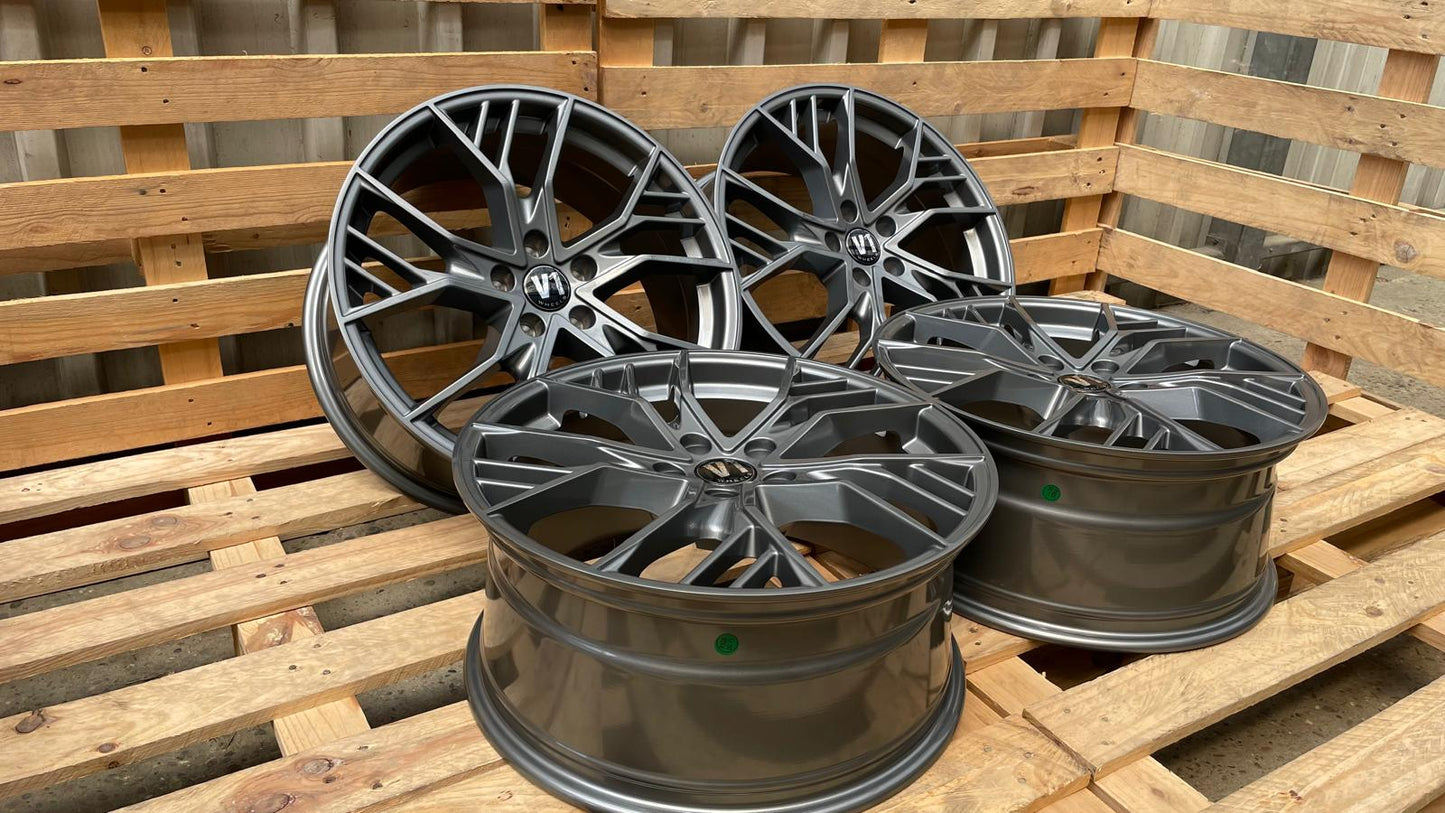 4er Satz V1 Wheels V7 19 Zoll Grau Glanz ET44