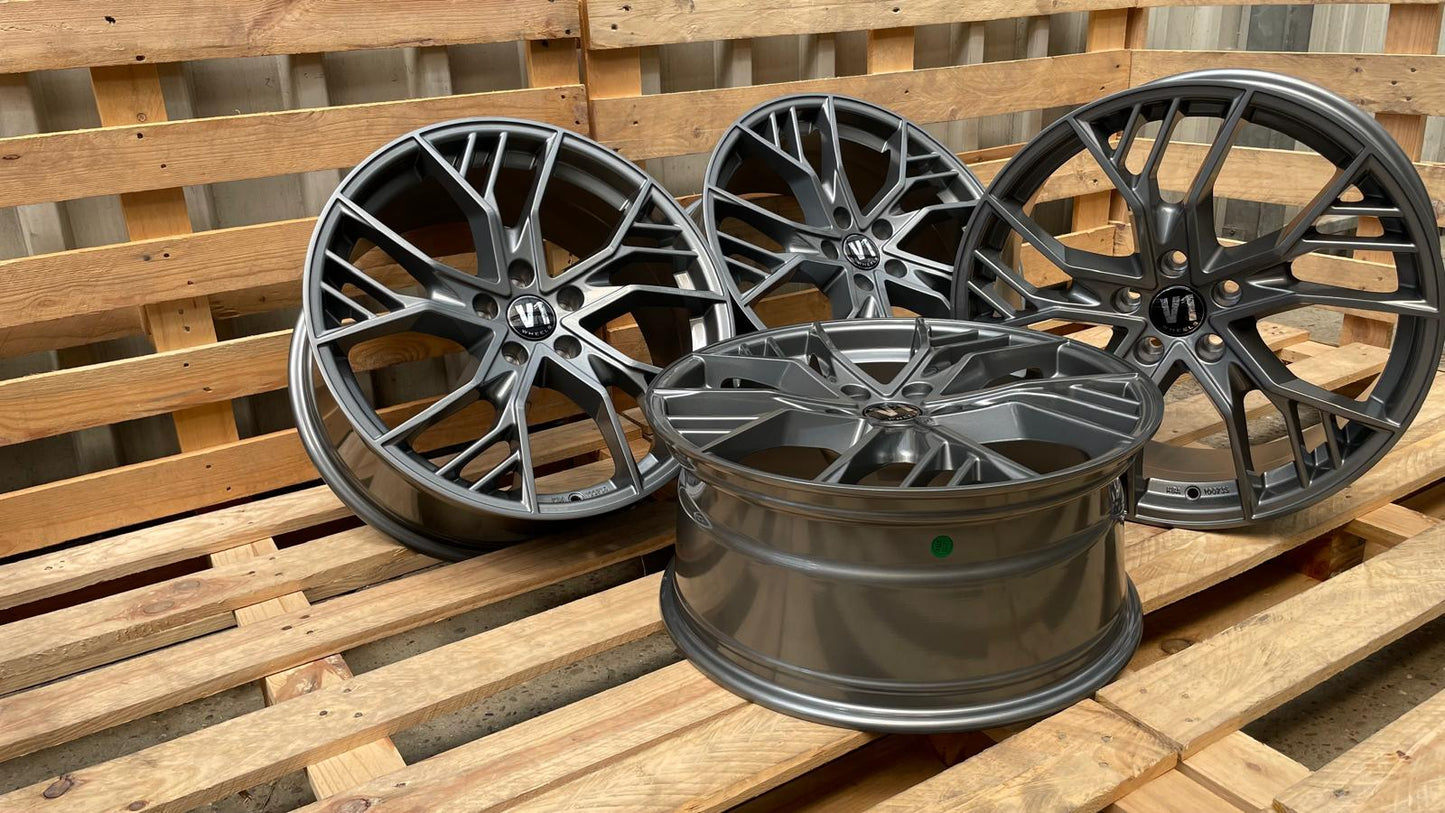 4er Satz V1 Wheels V7 19 Zoll Grau Glanz ET44