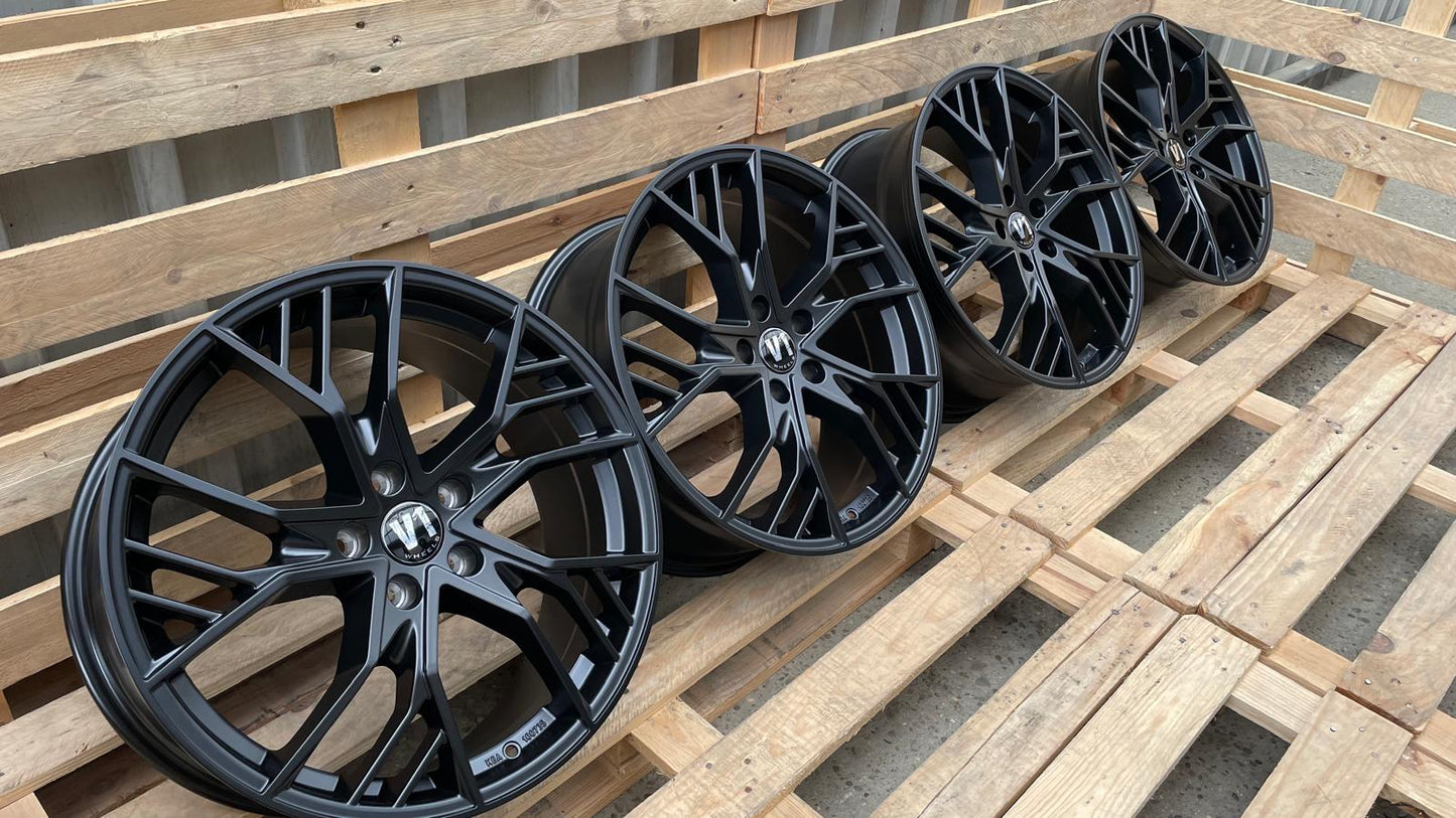 4er Satz V1 Wheels V7 19 Zoll Schwarz Matt ET44