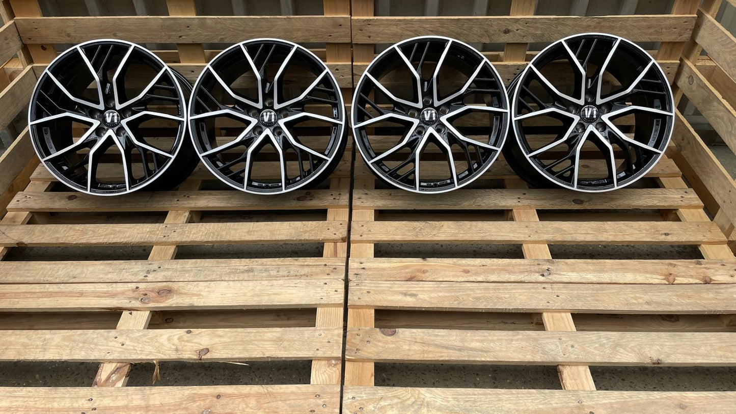 4er Satz V1 Wheels V7 19 Zoll Schwarz Poliert ET44