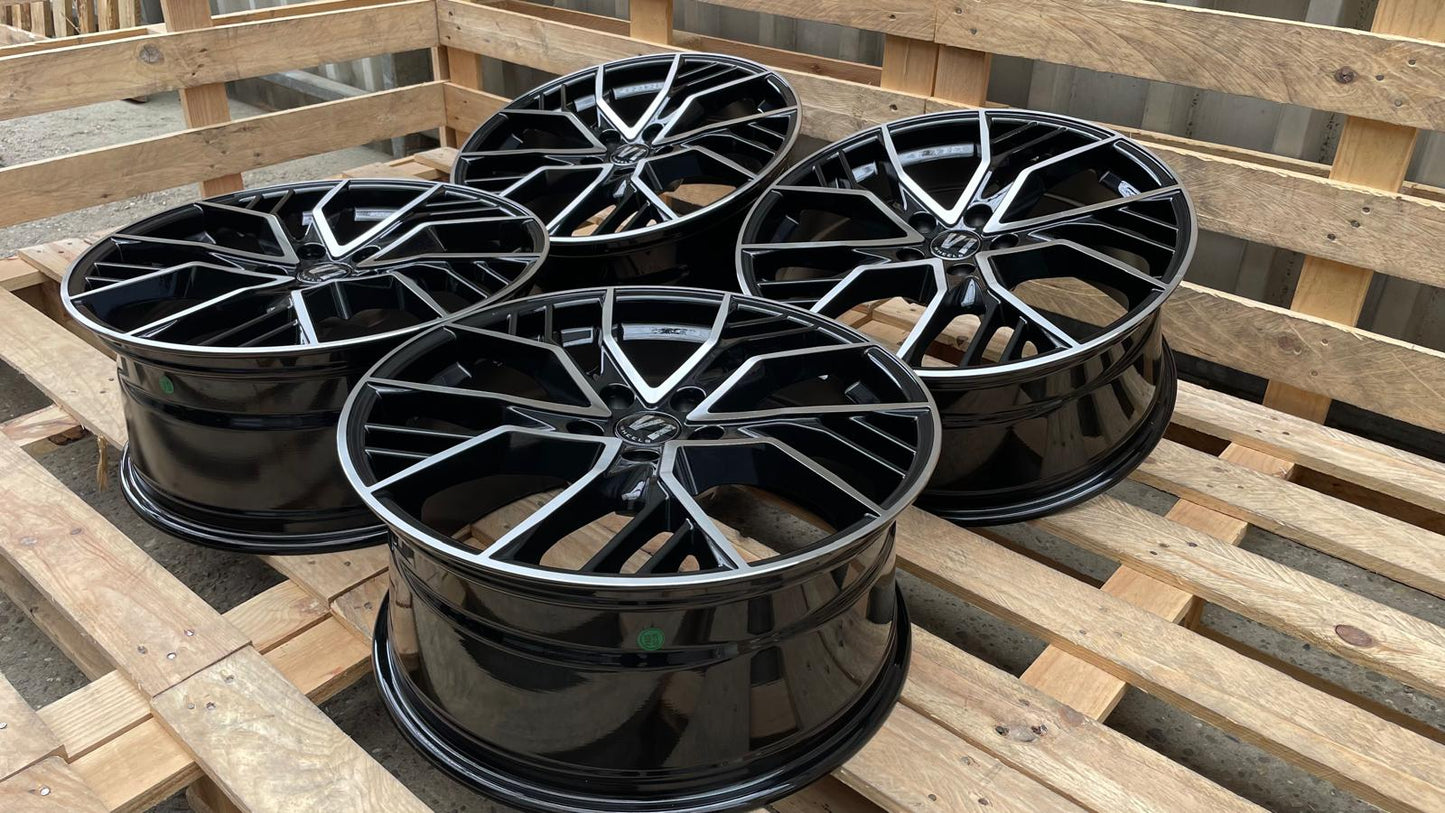 4er Satz V1 Wheels V7 19 Zoll Schwarz Poliert ET44