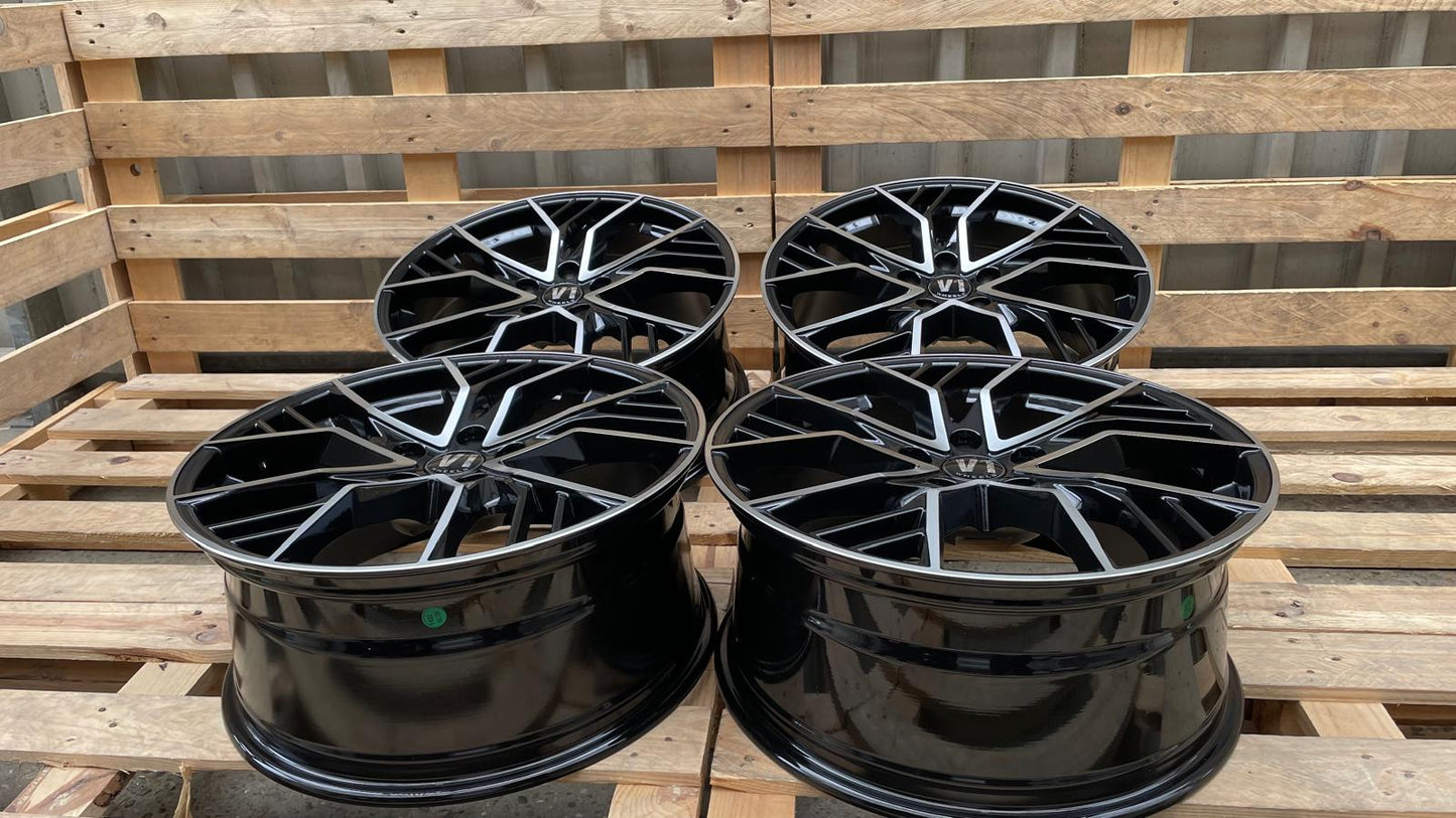 4er Satz V1 Wheels V7 19 Zoll Schwarz Poliert ET44