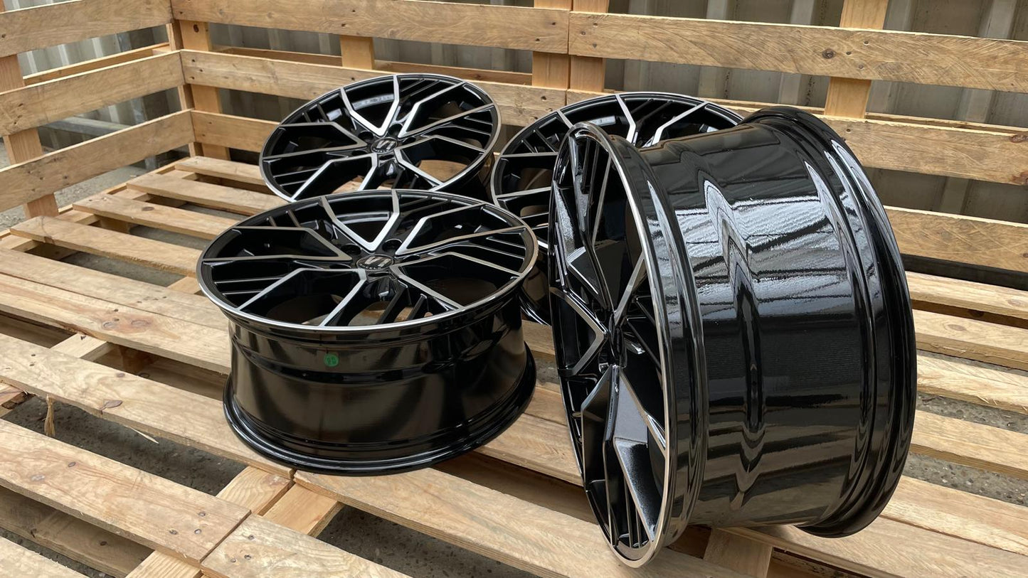 4er Satz V1 Wheels V7 19 Zoll Schwarz Poliert ET44