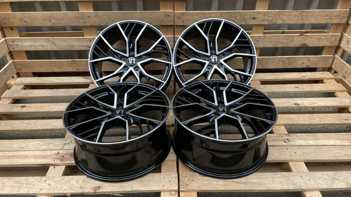 4er Satz V1 Wheels V7 19 Zoll Schwarz Poliert ET44