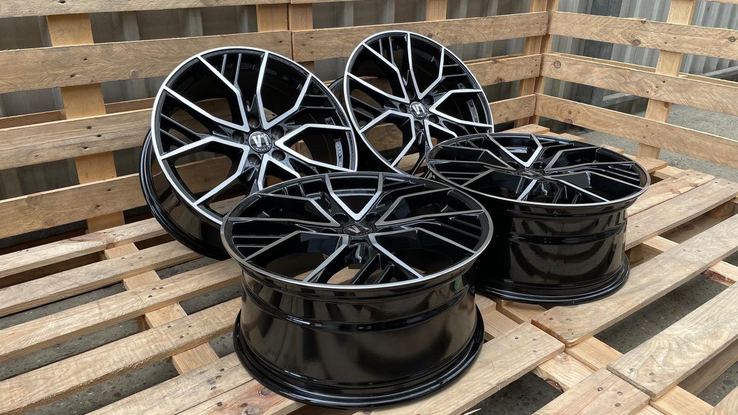 4er Satz V1 Wheels V7 19 Zoll Schwarz Poliert ET44