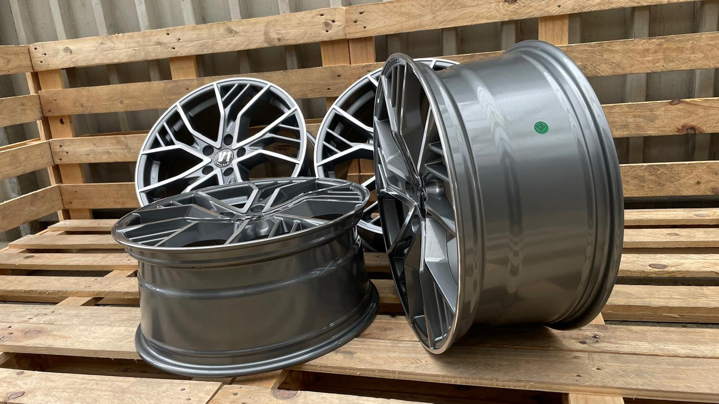 4er Satz V1 Wheels V7 19 Zoll Grau Poliert ET44