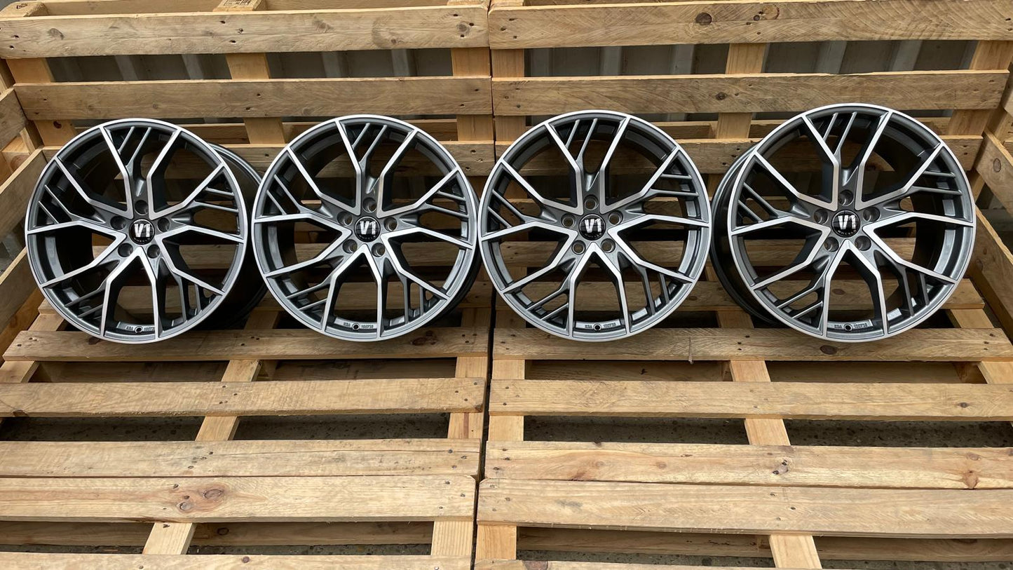 4er Satz V1 Wheels V7 19 Zoll Grau Poliert ET44