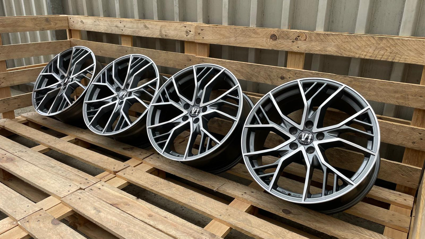 4er Satz V1 Wheels V7 19 Zoll Grau Poliert ET44