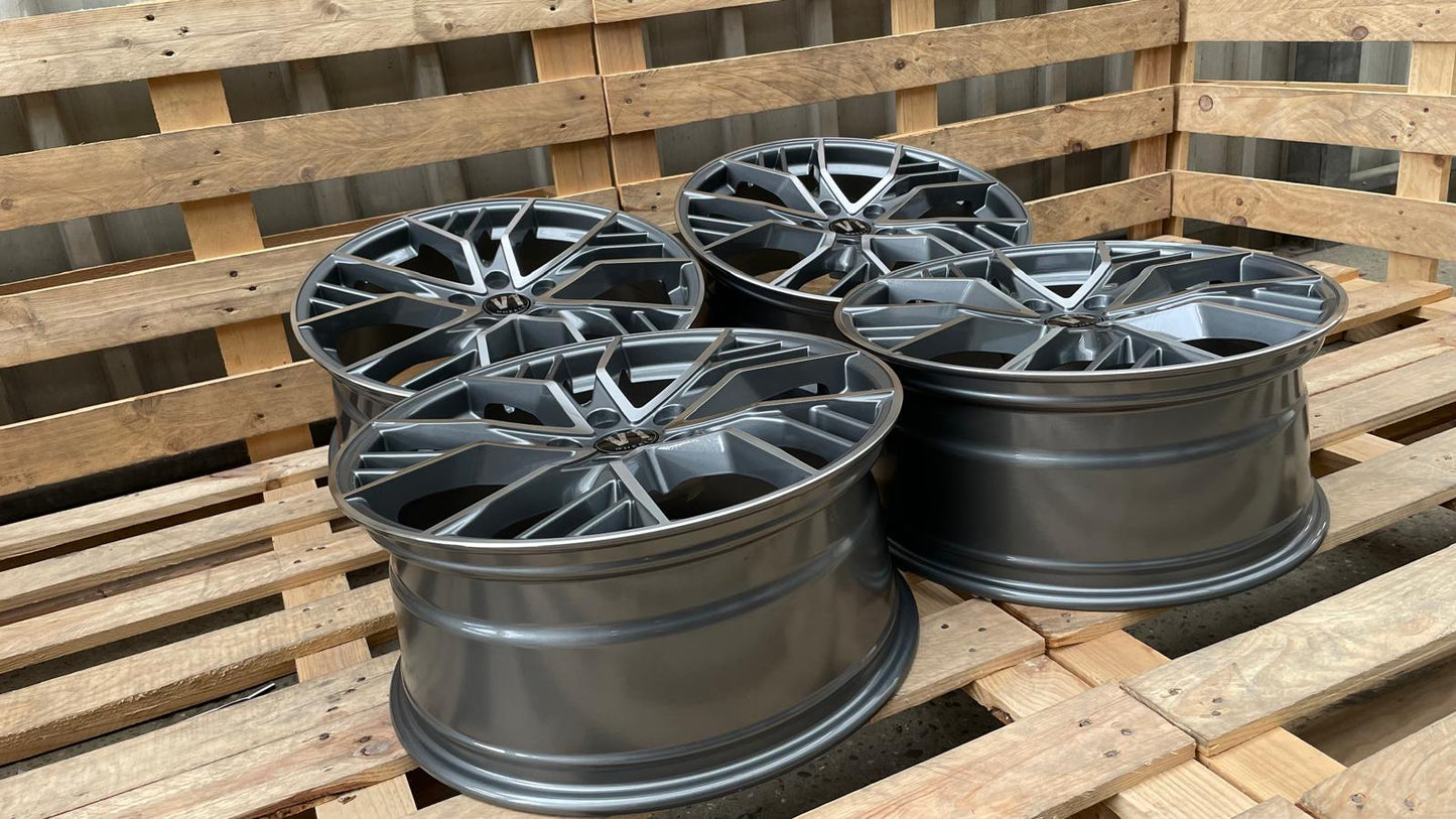 4er Satz V1 Wheels V7 19 Zoll Grau Poliert ET44