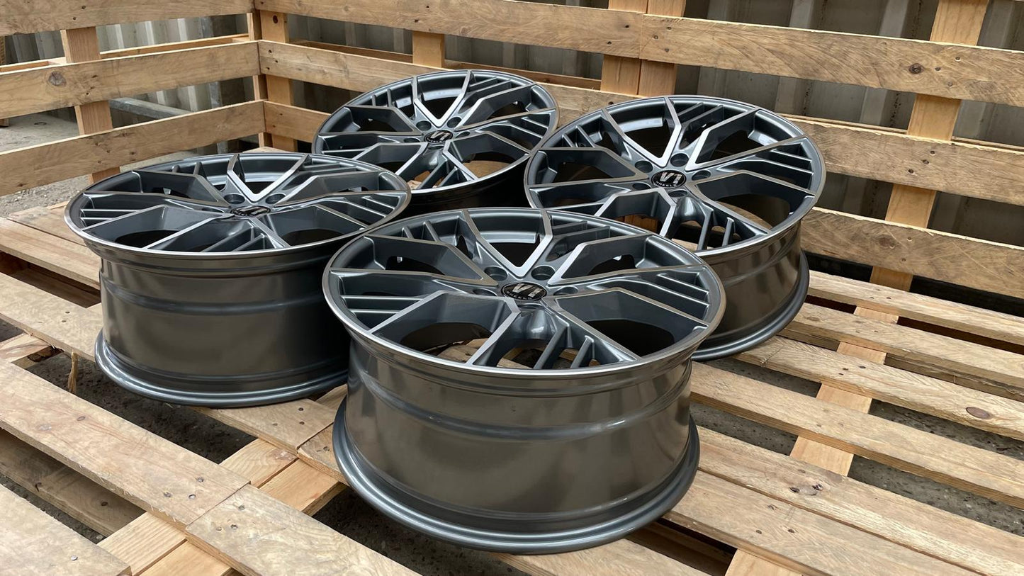 4er Satz V1 Wheels V7 19 Zoll Grau Poliert ET44