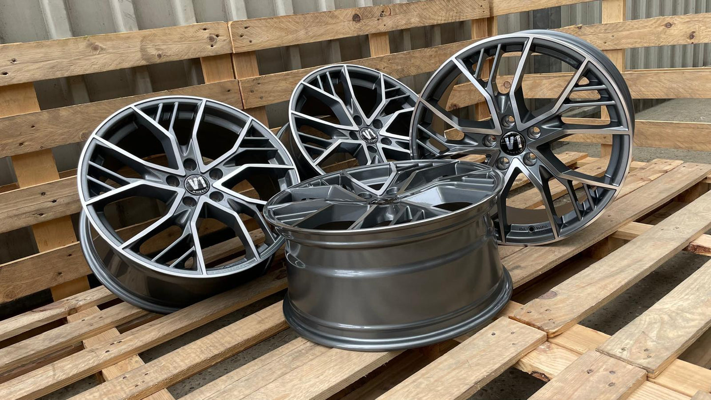 4er Satz V1 Wheels V7 19 Zoll Grau Poliert ET44
