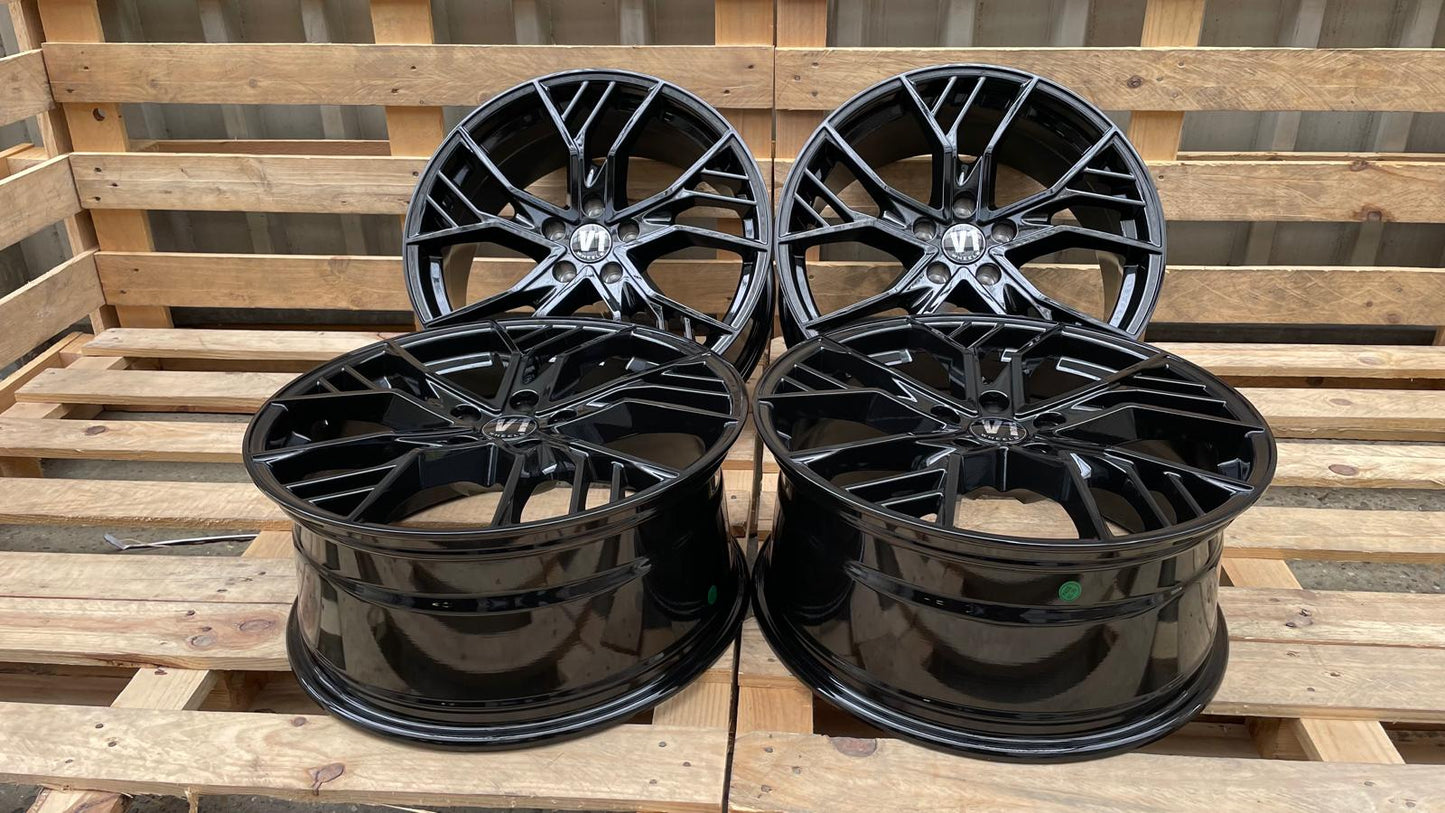 4er Satz V1 Wheels V7 19 Zoll Schwarz Glanz ET44