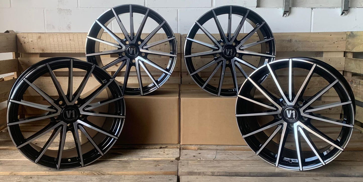 V1 Wheels V2 Felgen 19 Zoll Schwarz Poliert 8,5x19 ET35 5/120